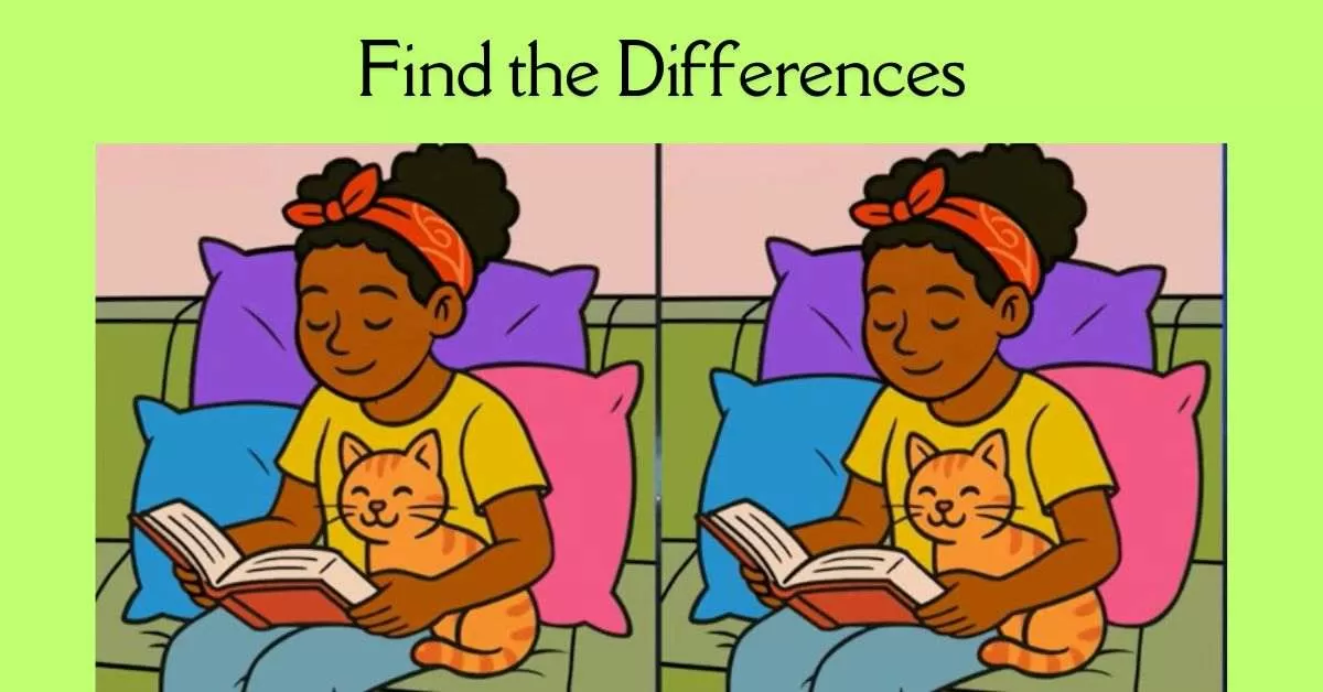 Spot the 3 Differences in Girl Reading Book 