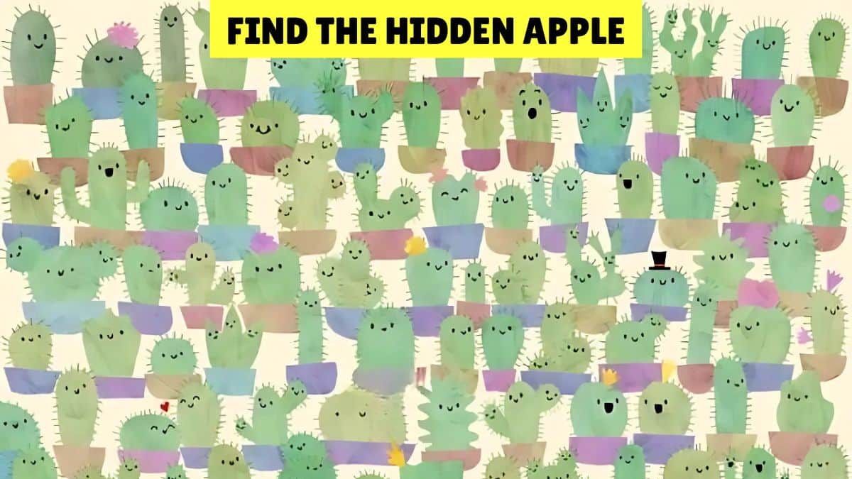Only 1% of people with high visual acuity can spot the apple among cacti in 9 seconds!