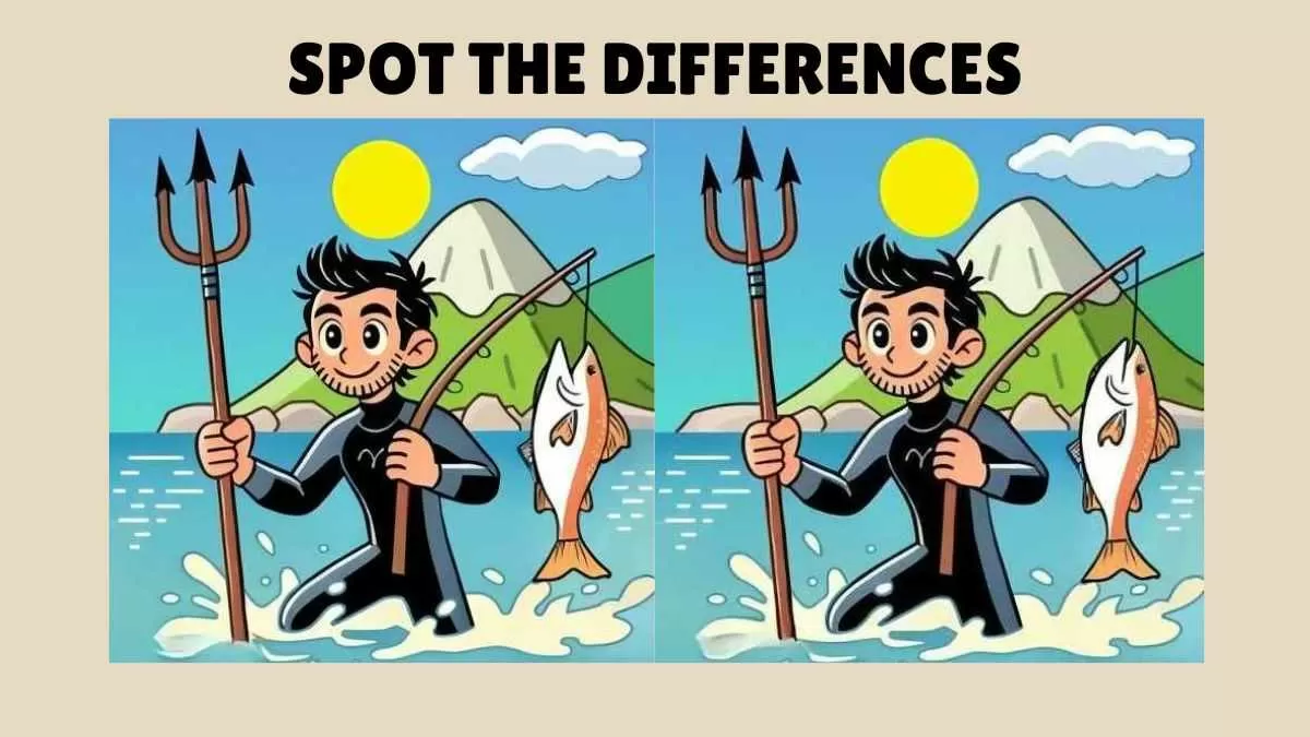 Spot the 3 differences in the guy hunting fish
