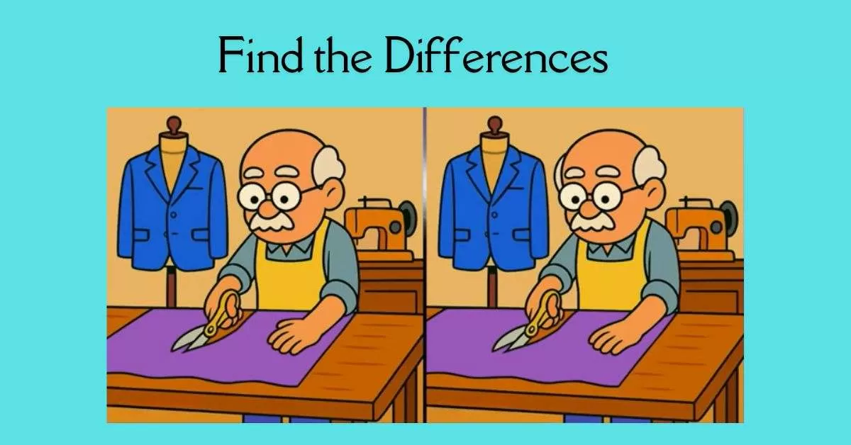 Spot the 3 Differences in Tailor Cutting Cloth 