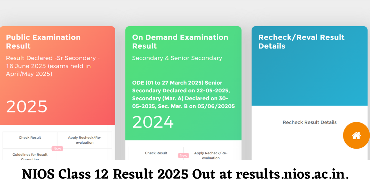 NIOS Senior Secondary Class 12th Result 2025