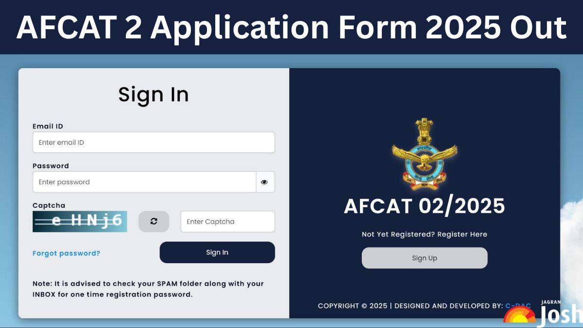 AFCAT Form 2025: AFCAT 2 Application Form Now Available at afcat.cdac.in, Apply Online for 284 Vacancies till July 1