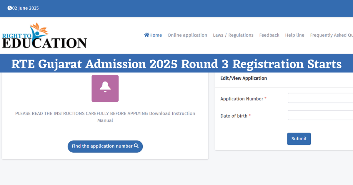 RTE Gujarat Admission 2025: Round 3 Registration Starts at rte.orpgujarat.com, Details Here