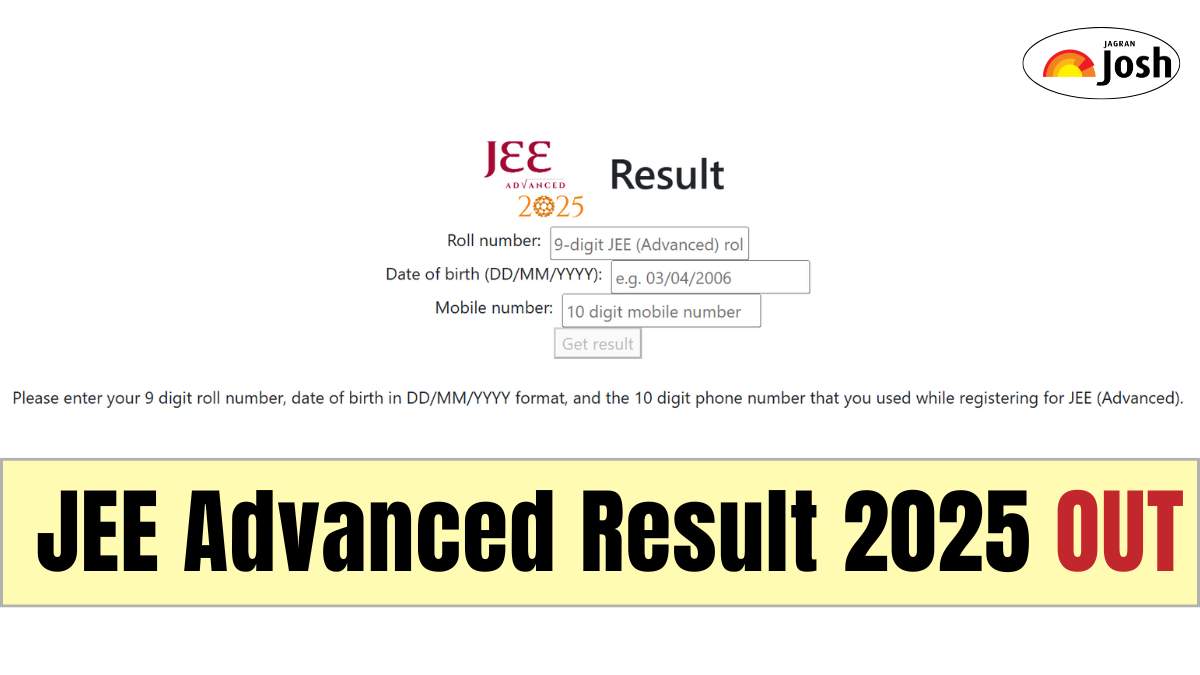 JEE Advanced 2025 Result Out at jeeadv.ac.in: Get Direct Download Link for Result & Scorecard