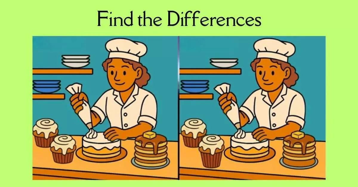 Spot the 3 Differences in Baker Decorating Cake 