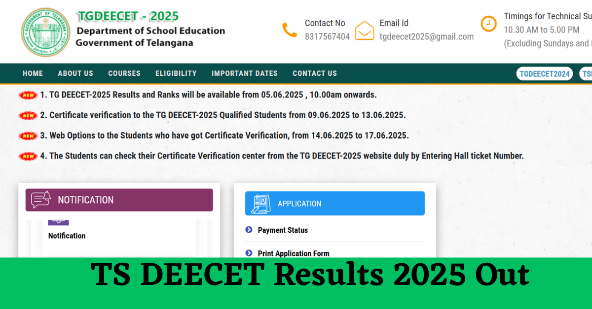 TS DEECET Results 2025 Released At deecet.cdse.telangana.gov.in; Download Rank Card Here