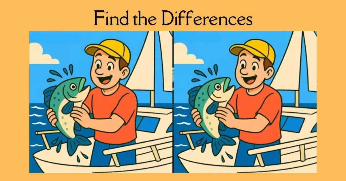 Spot the 3 Differences in Man Catching Fish 