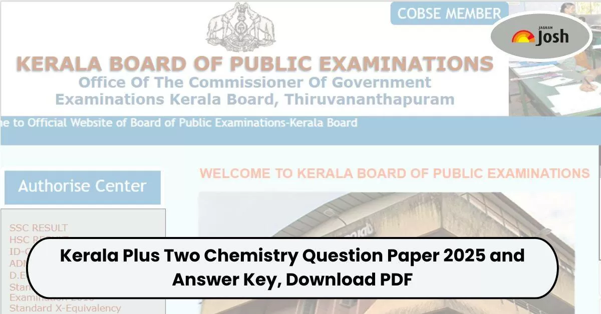 Kerala +2 Chemistry Question Paper 2025 and Answer Key