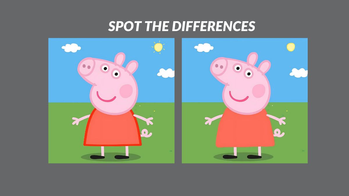 Spot 2 differences between the Peppa Pig pictures in 7 seconds! 