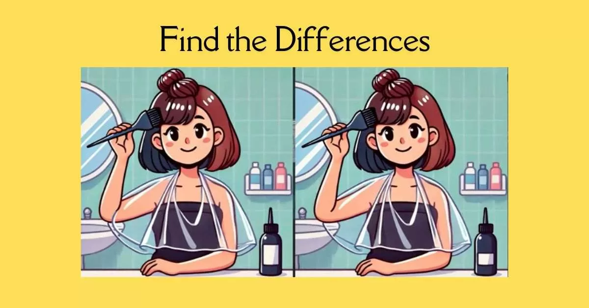 Spot the 3 Differences in Girl Colouring Hair