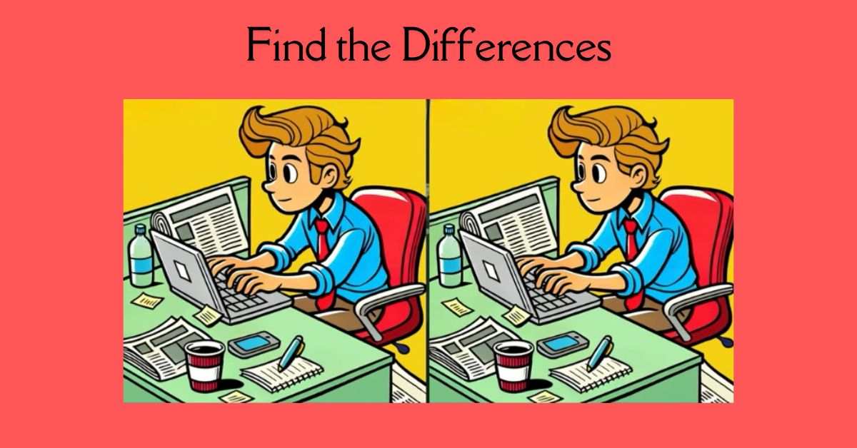 Spot the 3 Differences in Guy Working in Office– Beat the 23-Second Challenge!