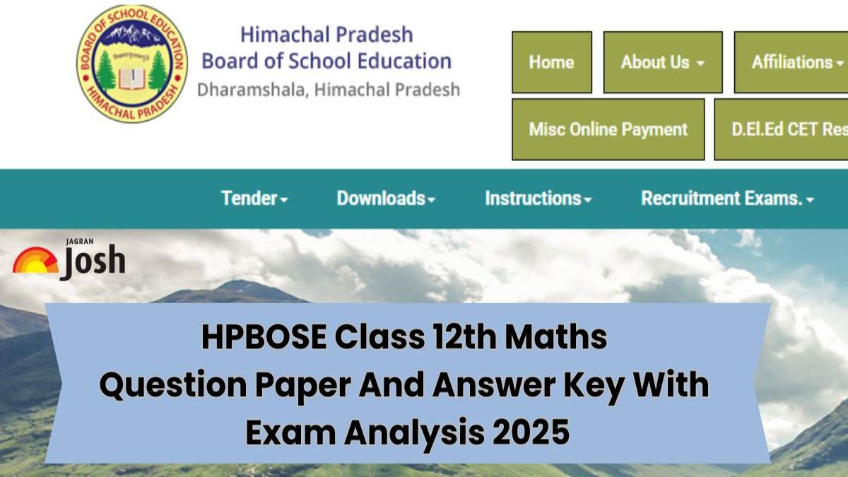 HPBOSE Class 12th Maths Question Paper Answer Key With Exam Analysis 2025: FREE PDF Download