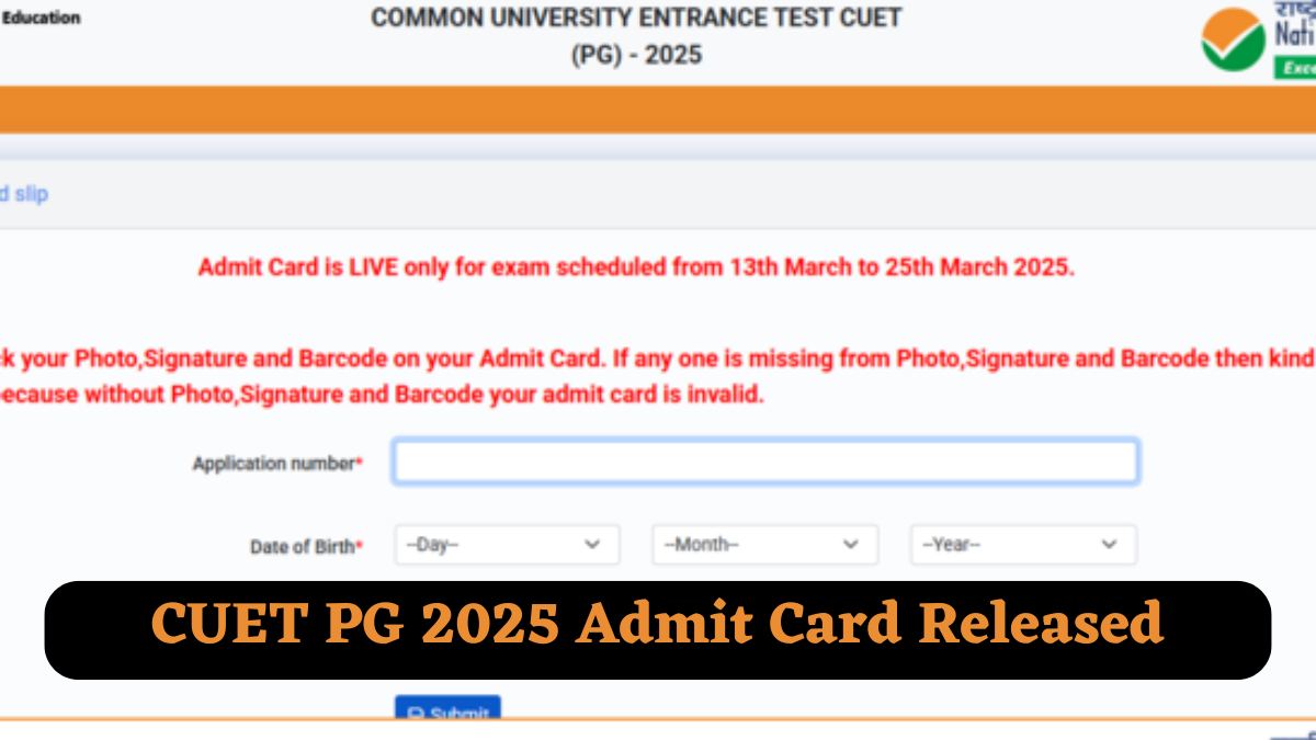 Admit cards for the Common University Admission Test-Postgraduate (CUET PG 2025) are available for download on the official website.