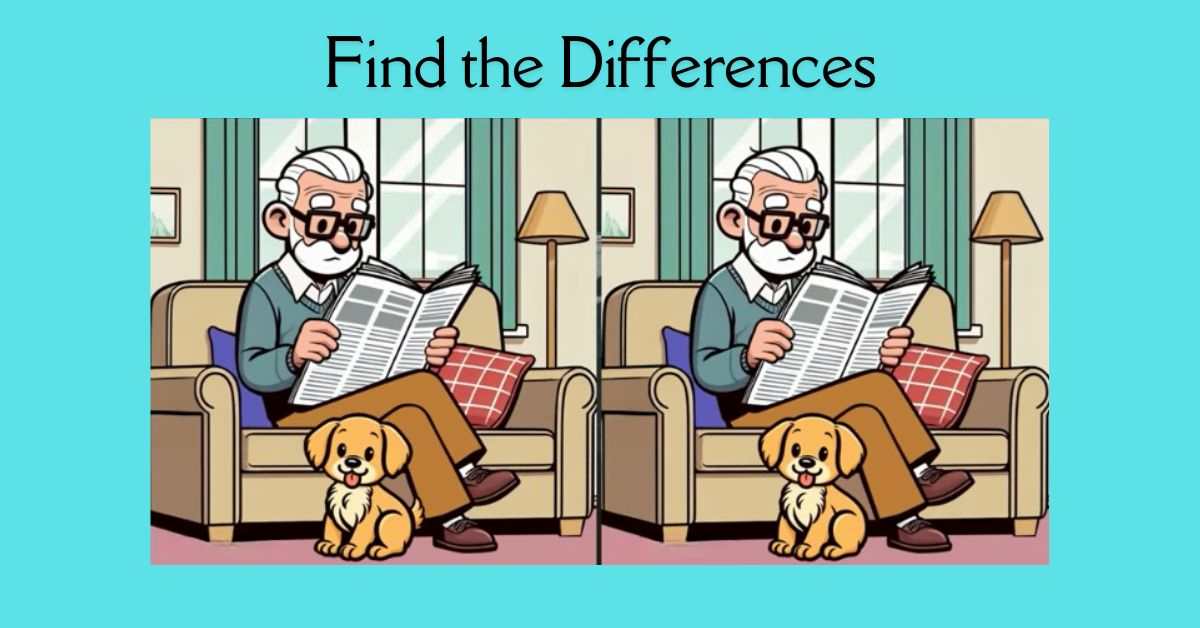 Spot the 3 Differences in Old Man Reading Newspaper– Beat the 23-Second Challenge!