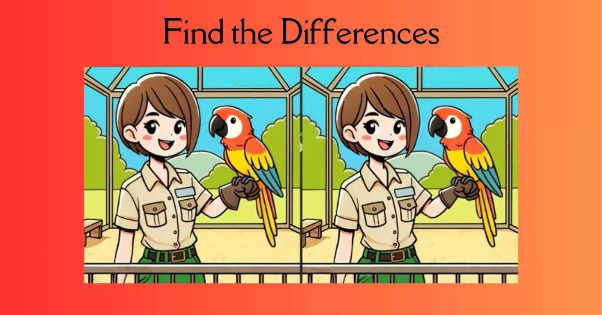Spot the 3 Differences in Girl Holding a Parrot