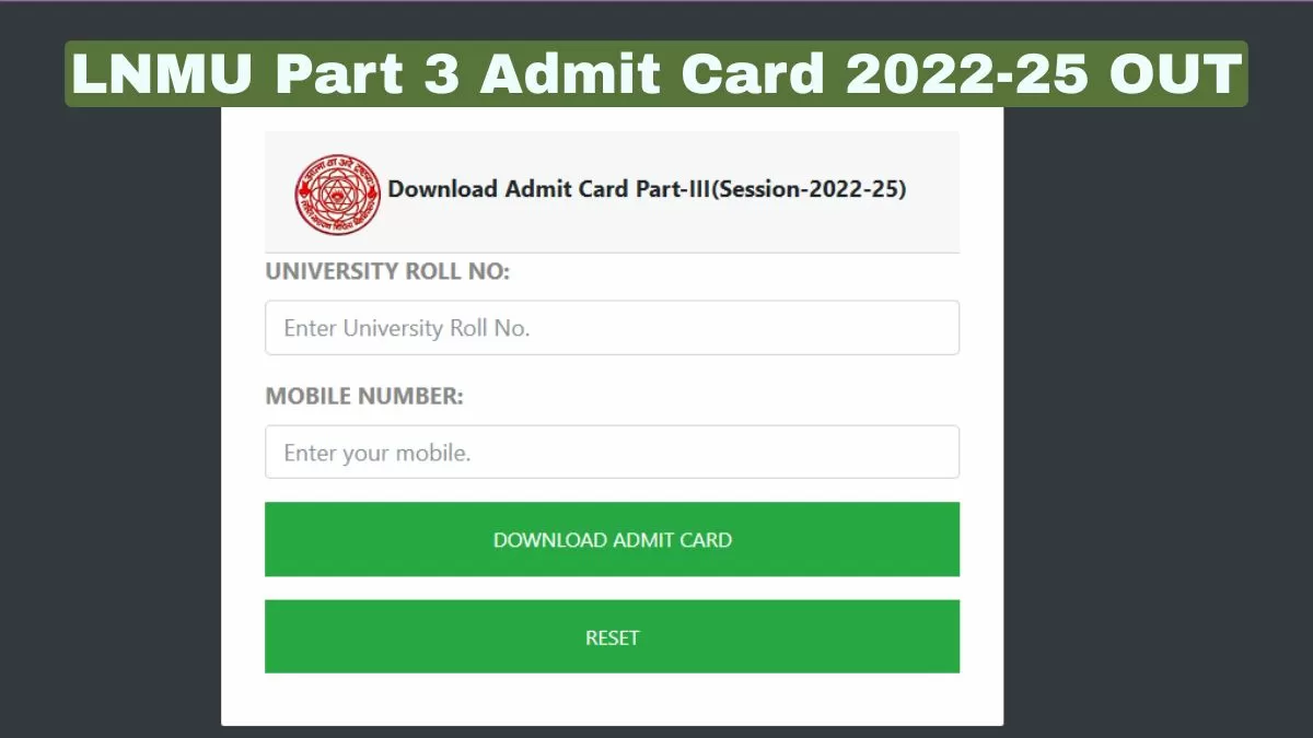 LNMU Part 3 Admit Card 2022-25 जारी हुआ