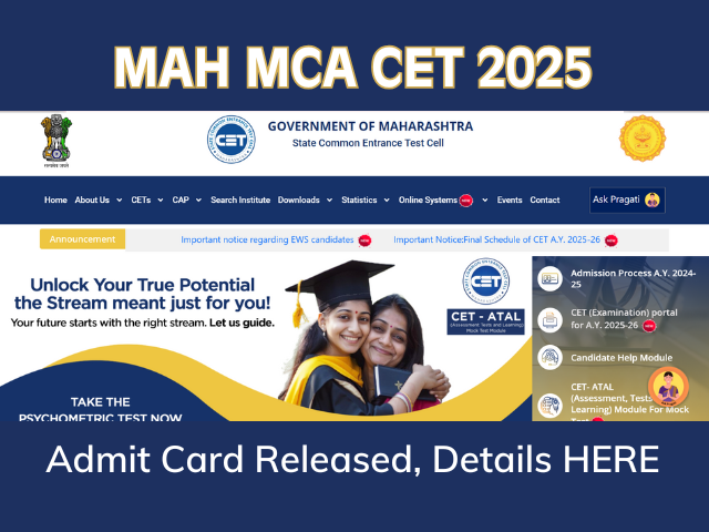MAH MCA CET Hall Ticket 2025 Released at cetcell.mahacet.org; Direct link to Download Here