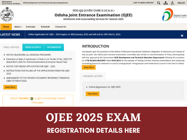 OJEE Exam 2025 Registration to end tomorrow, March 20, 2025.