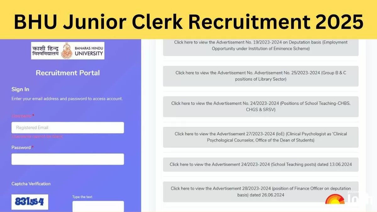 BHU Junior Clerk Recruitment 2025: Apply Online for 199 Vacancies at bhu.ac.in