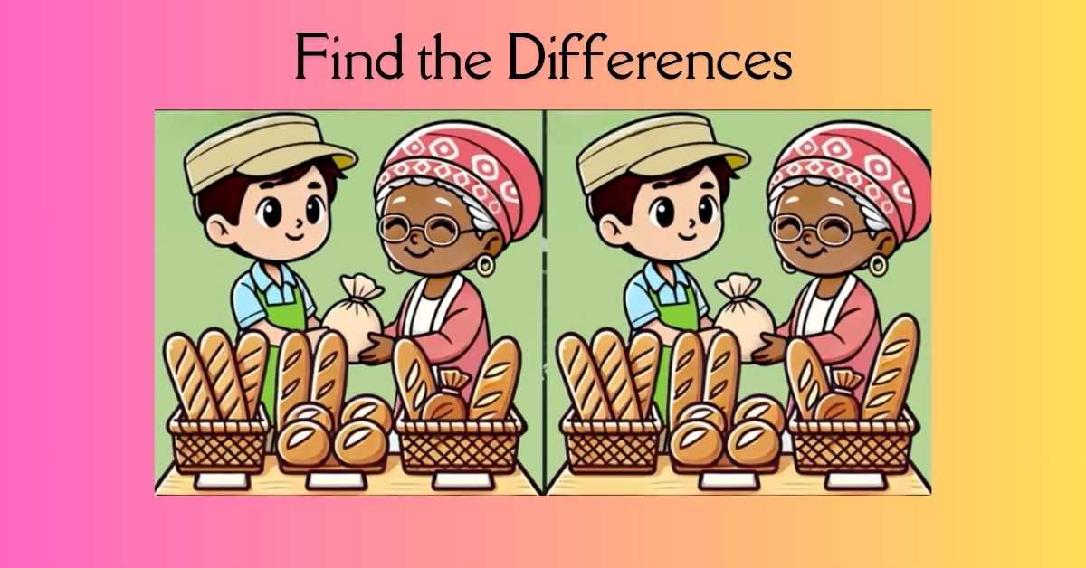 Spot the 3 Differences in Baker Selling Bread– Beat the 35-Second Challenge!