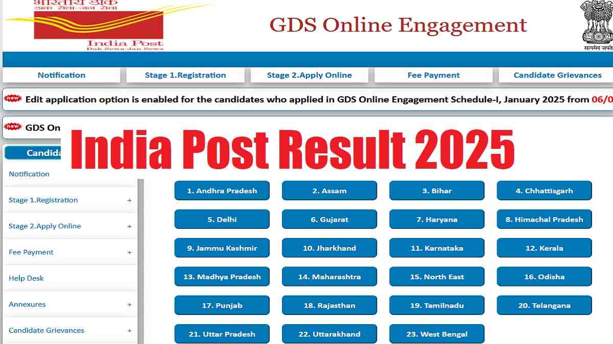 [OUT] India Post Result 2025 Released: Download GDS Scorecard, Merit List PDF and More at indiapostgdsonline.gov.in
