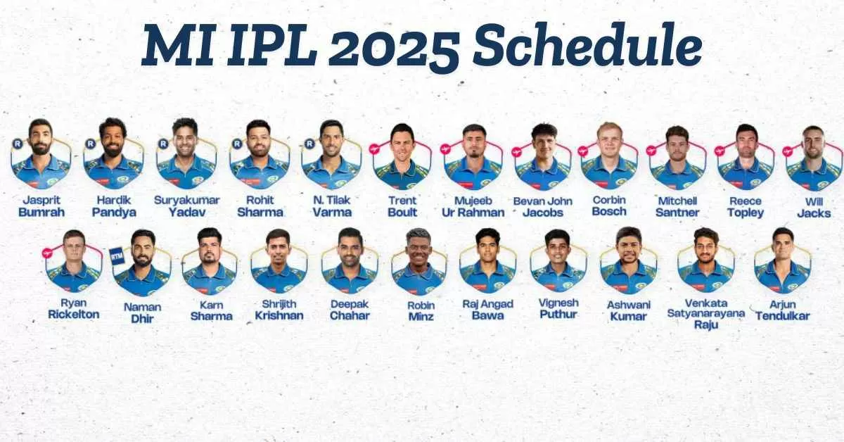 Get here complete MI match schedule and timings for Tata IPL 2025
