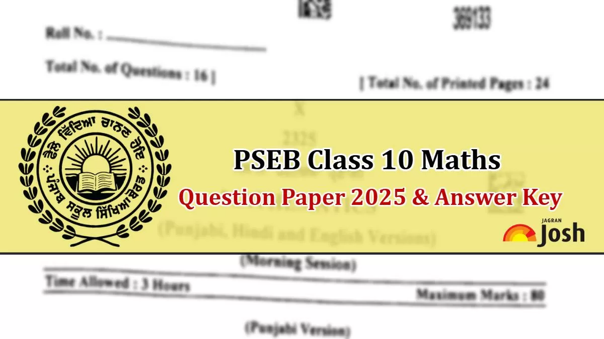 PSEB Class 10 Maths Question Paper 2025 With Answer Key