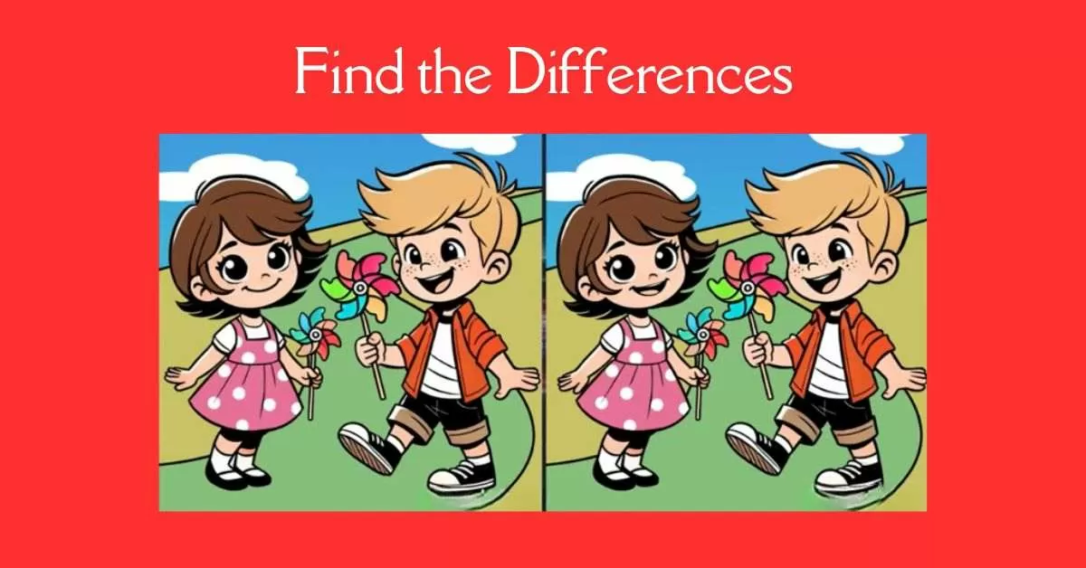 Spot the 3 Differences in Children Playing with Pinwheel