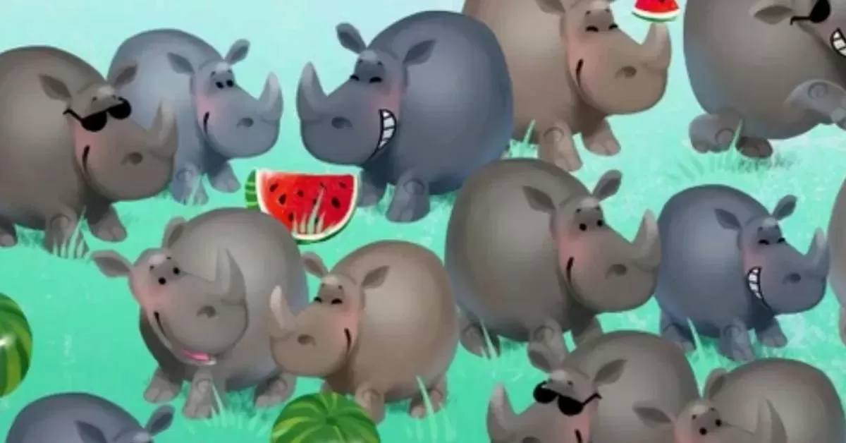 Spot the Hippo Among Rhinos in 3 Seconds