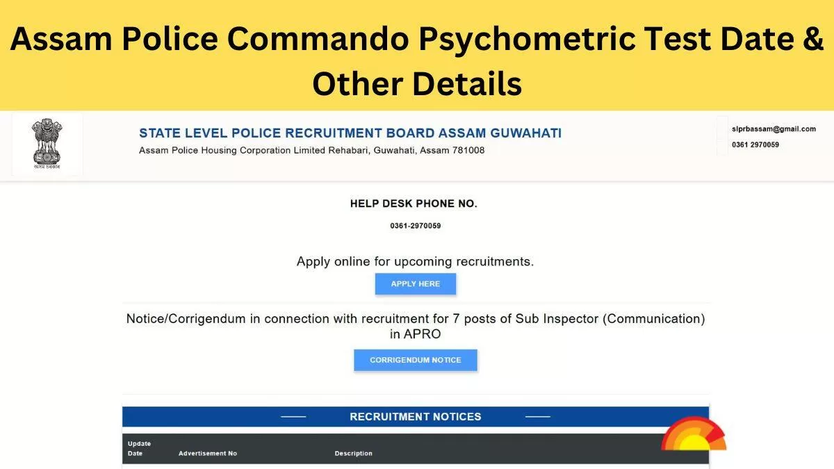 Assam Police Commando PET Result 2025 Out – Psychometric Test Date, Venue & Admit Card