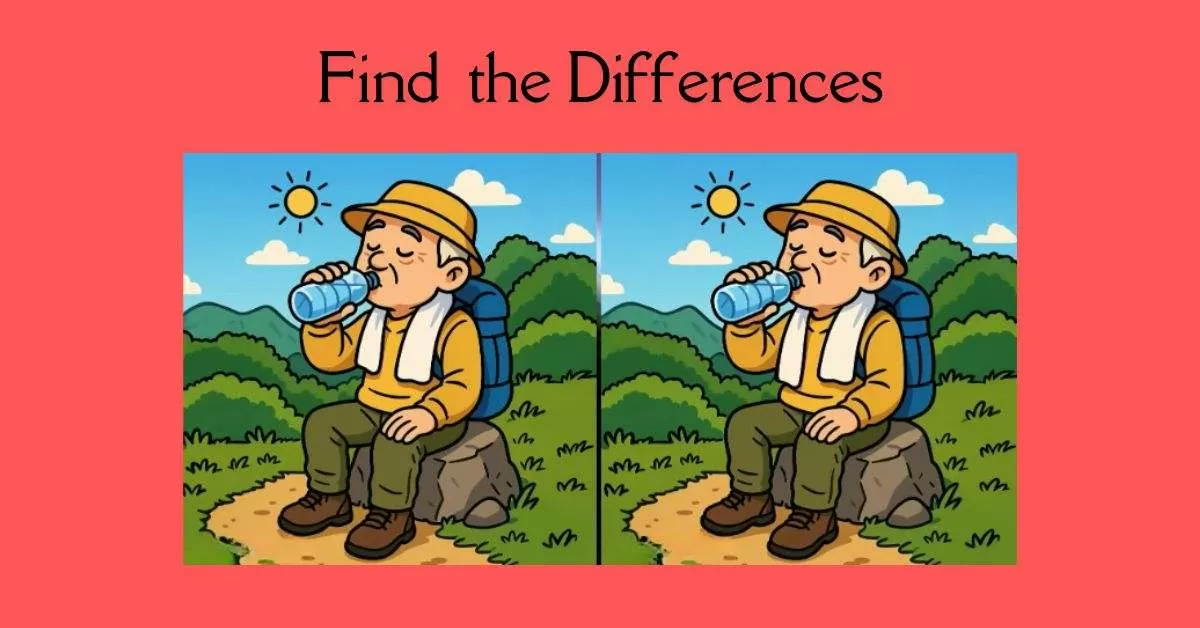 Spot the 3 Differences in Old Man Drinking Water