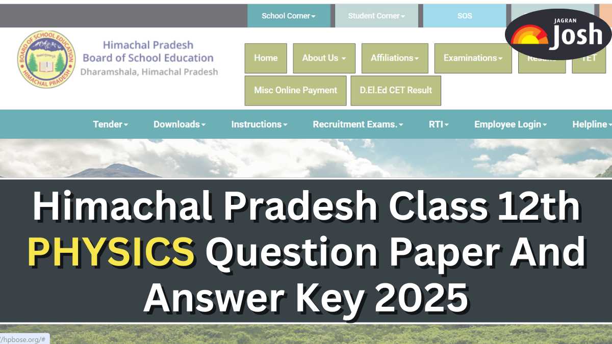 Himachal Pradesh Class 12th Physics Question Paper And Answer Key With Exam Analysis 2025: PDF Download