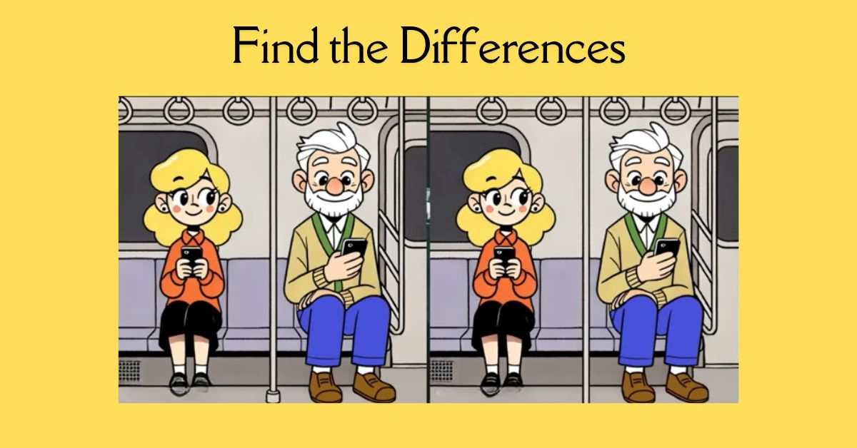 Spot the 3 Differences in People Sitting in Metro– Beat the 25-Second Challenge!