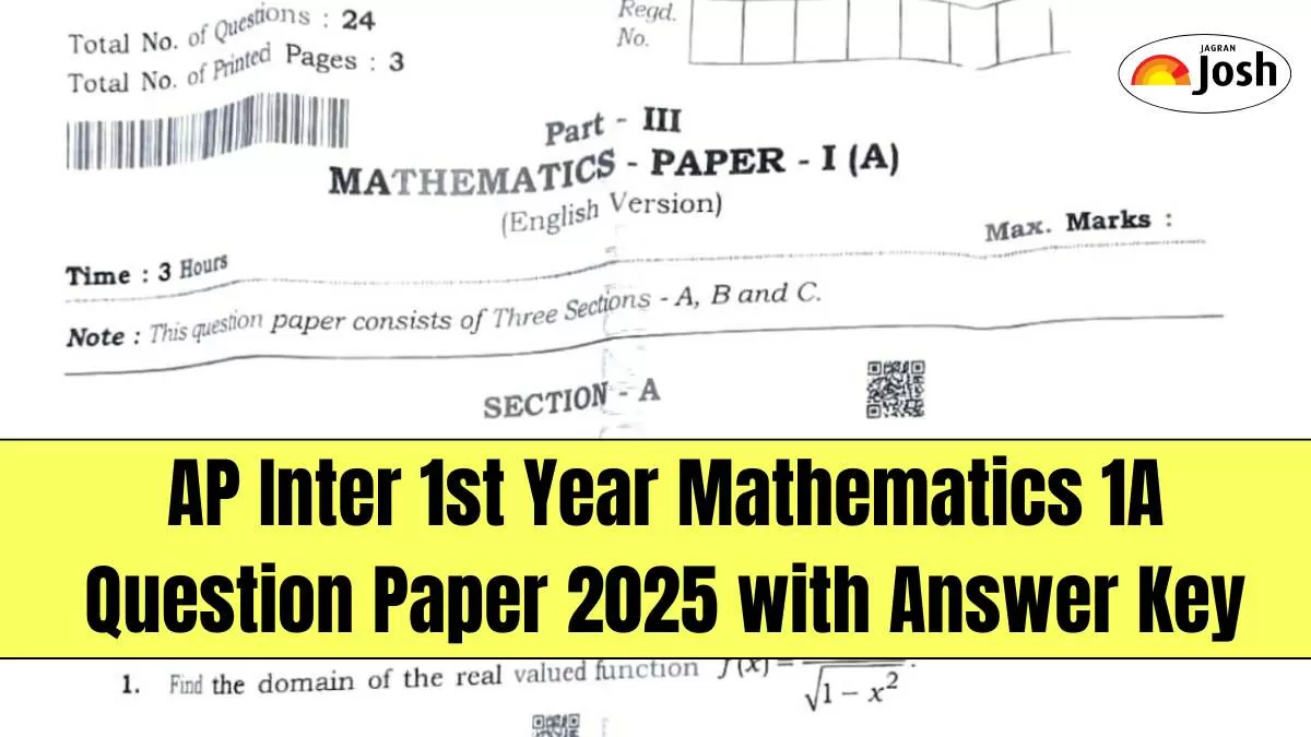 AP Inter 1st Year Mathematics 1A Question Paper 2025 with Answer Key, download PDF