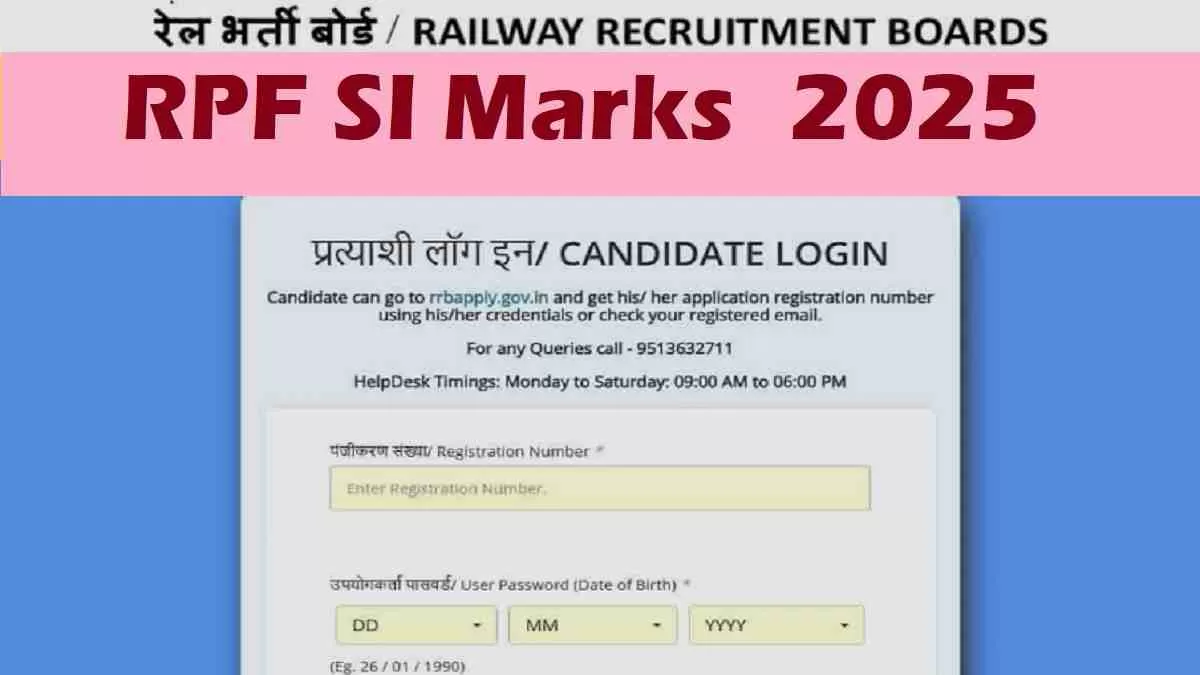 RRB RPF SI मार्क्स 2025