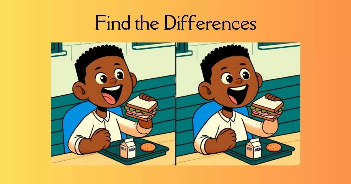 Spot the 3 Differences in Boy Eating Sandwich