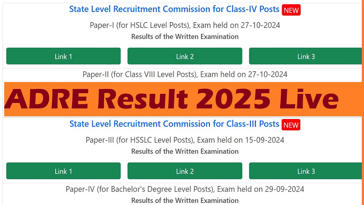  live adre result 2025 out at assam gov in check slrc grade 3 and 4