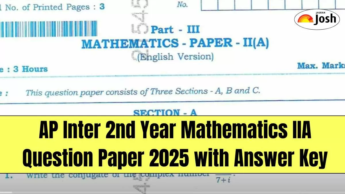 AP Inter 2nd Year Mathematics IIA Question Paper 2025 with Answer Key, download PDF