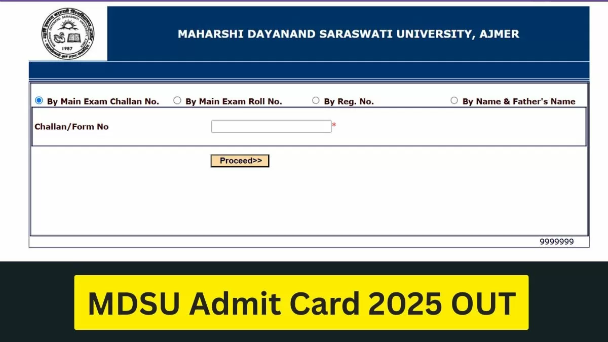 Maharshi Dayanand Saraswati University (MDSU) Admit Card 2025 OUT