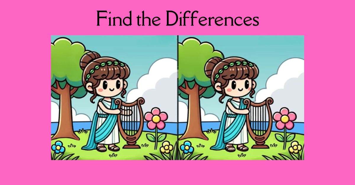 Spot the 3 Differences in Angel Playing Harp– Beat the 23-Second Challenge!