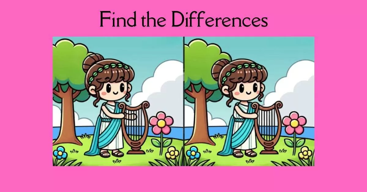Spot the 3 Differences in Angel Playing Harp