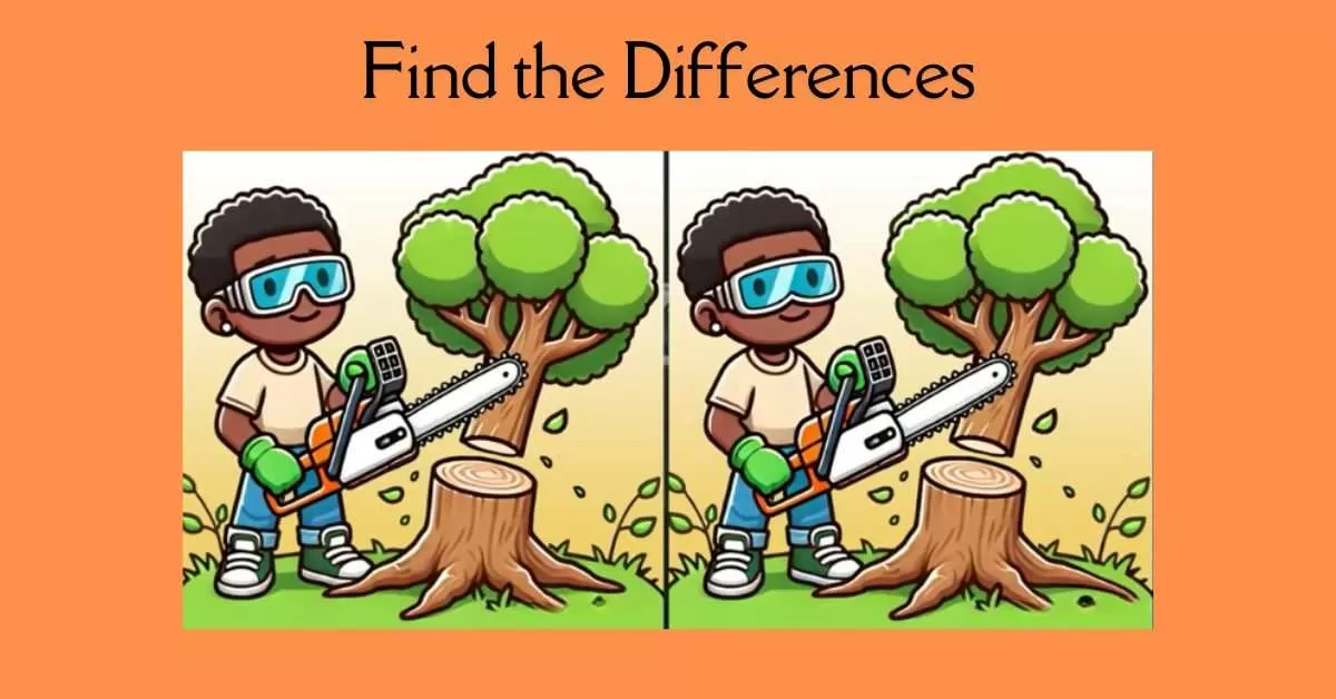 Spot the 3 Differences in Guy Cutting Tree