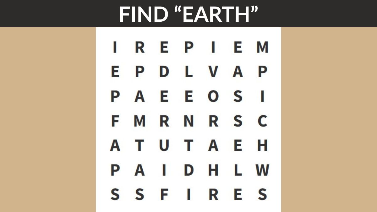 Only sniper eyes can find the word “EARTH” in this word puzzle in 7 seconds!