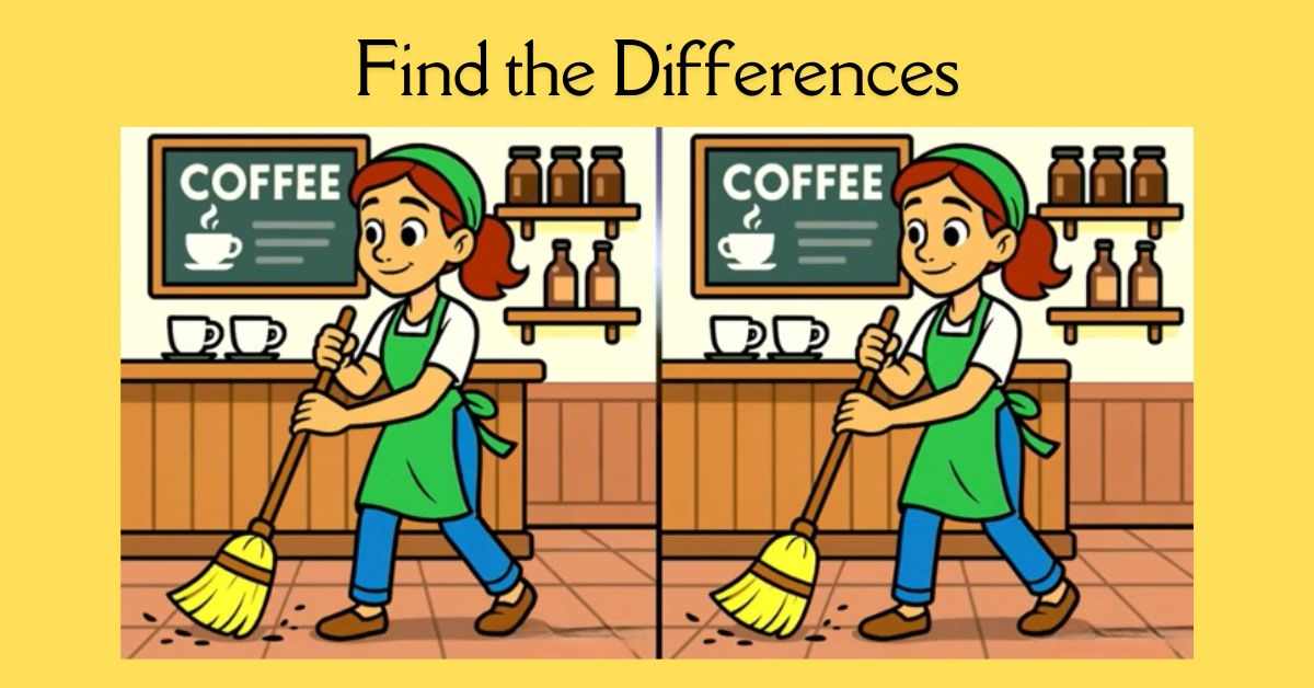 Spot the 3 Differences in Lady Mopping the Floor Beat the 19-Second Challenge!