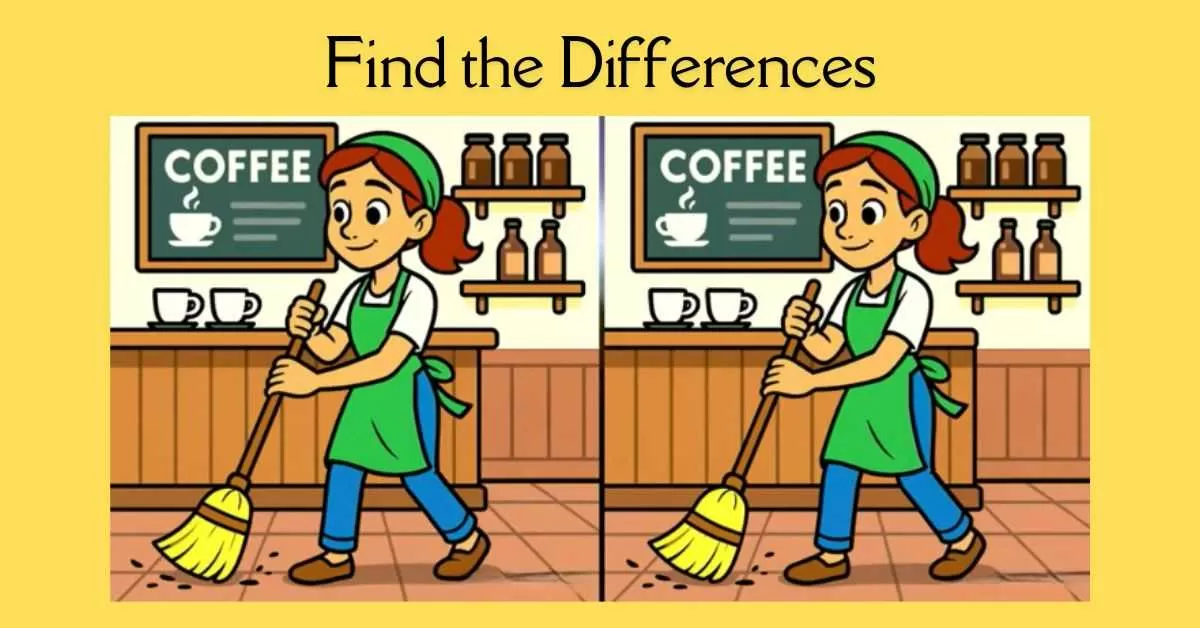 Spot the 3 Differences in Lady Mopping the Floor 