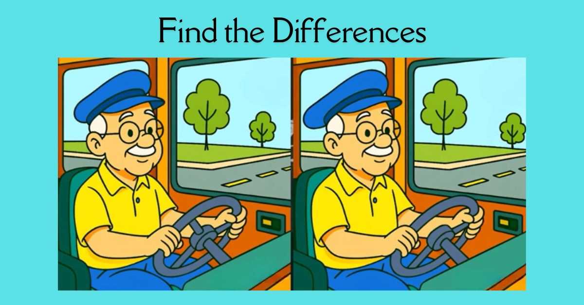 Spot the 3 Differences in Old Man Driving Bus Beat the 37-Second Challenge!
