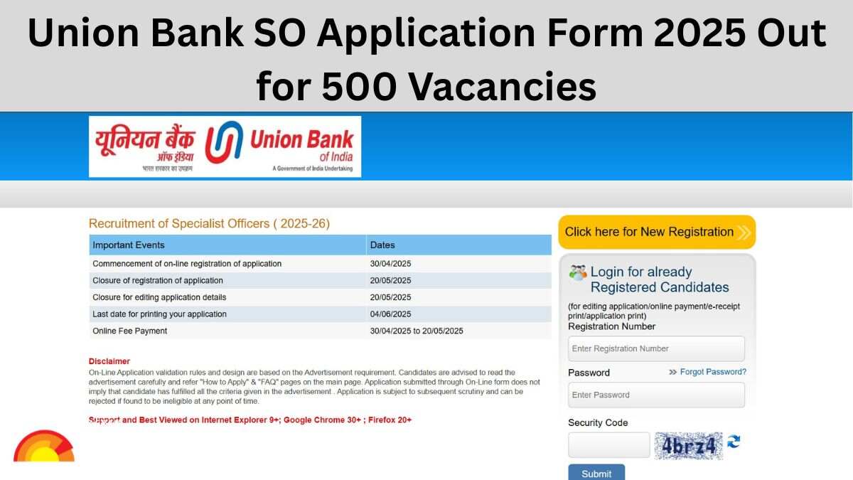 Union Bank Recruitment 2025 Apply Online Begins at unionbankofindia.co.in, Register for 500 Posts of Specialist Officer