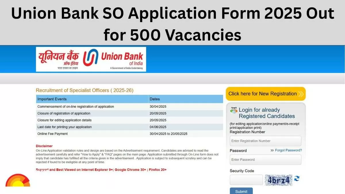 Union Bank SO Application Form 2025 OUT, Direct Link to Apply Online for 500 Posts