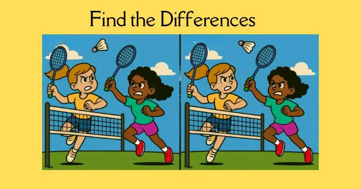Spot the 3 Differences in Girls Playing Badminton