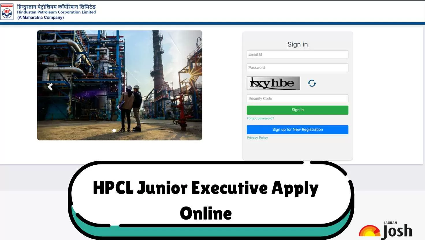 HPCL Junior Executive Apply Online 2025 link active at hindustanpetroleum.com